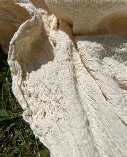 Double Gauze Neutral Stretchy Crinkle Cotton Fabric By 2 Meters, Textured. - Picture 8 of 23