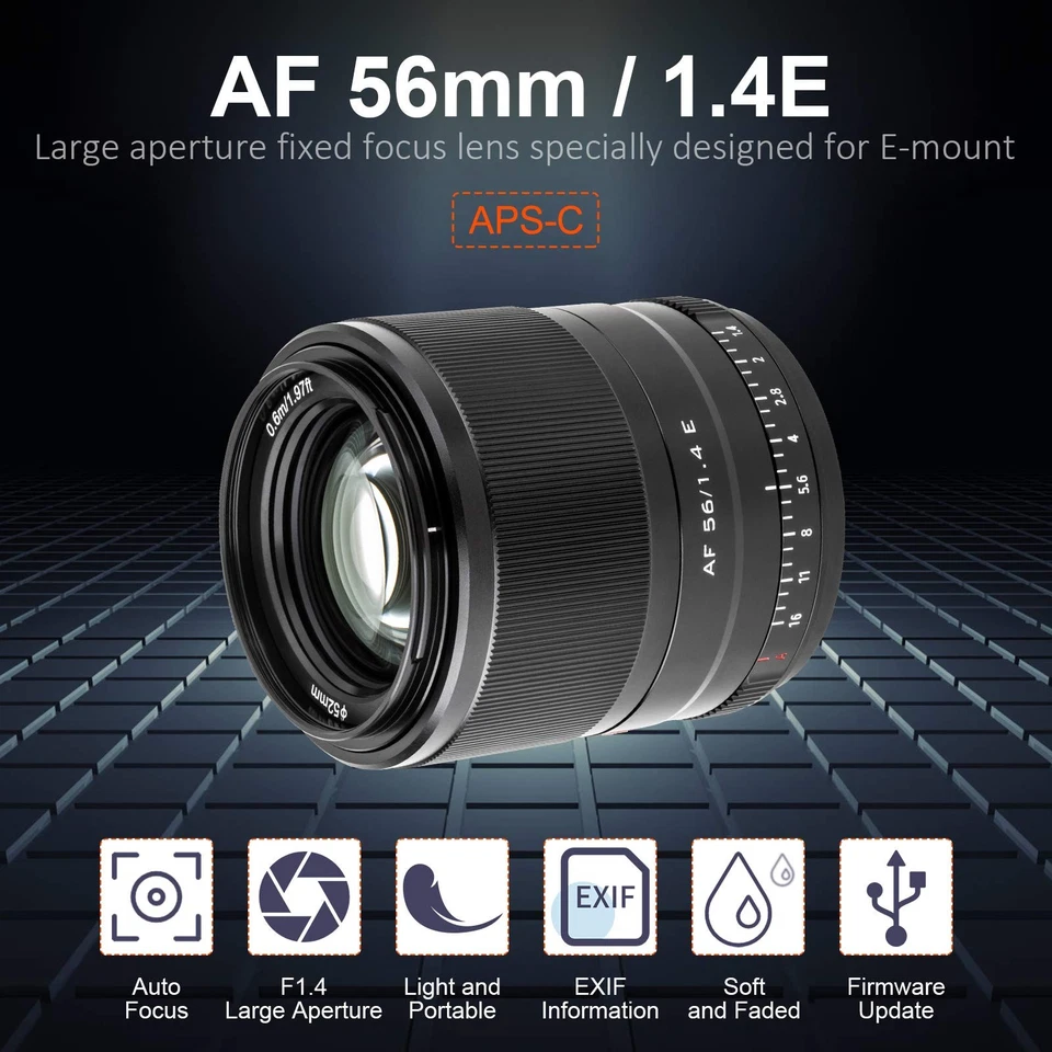 56mm F1.4 STM Auto Focus APS-C Prime Lens Portrait AF Lens for Sony E Mount C... - Image 2 of 4