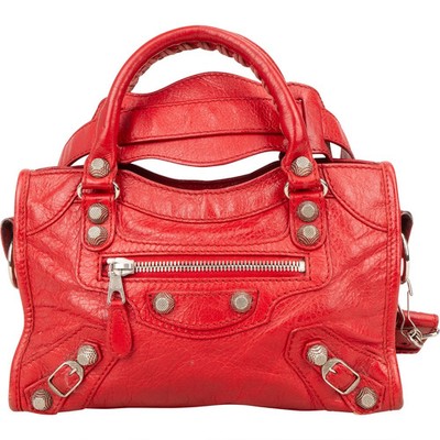 Balenciaga Red Leather Mini City Handbag Tasche