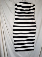 Express Striped Strapless Bodycon Midi Dress Black White Size 8 Clubwear Party