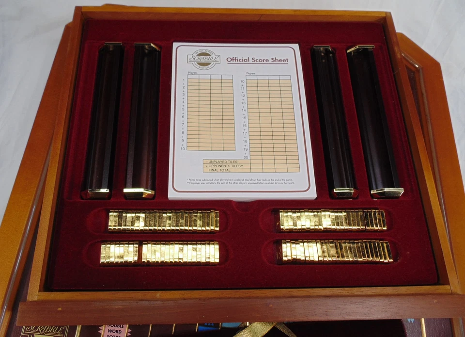 VTG Franklin Mint Scrabble Collector's Edition Swivel Board Game w/Gold Tiles - Image 4 of 4