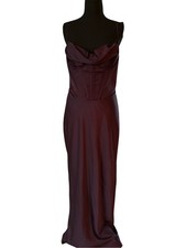 House of CB Deep Wine Satin Corset Slip Gown