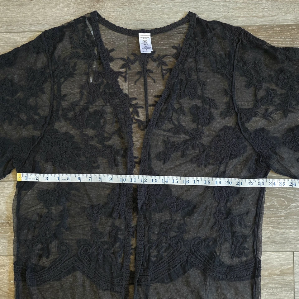 Cárdigan Plumero Negro Encaje Transparente Floral Bruja Capricho Hada Gótico Romántico XL Foto 4 de 4
