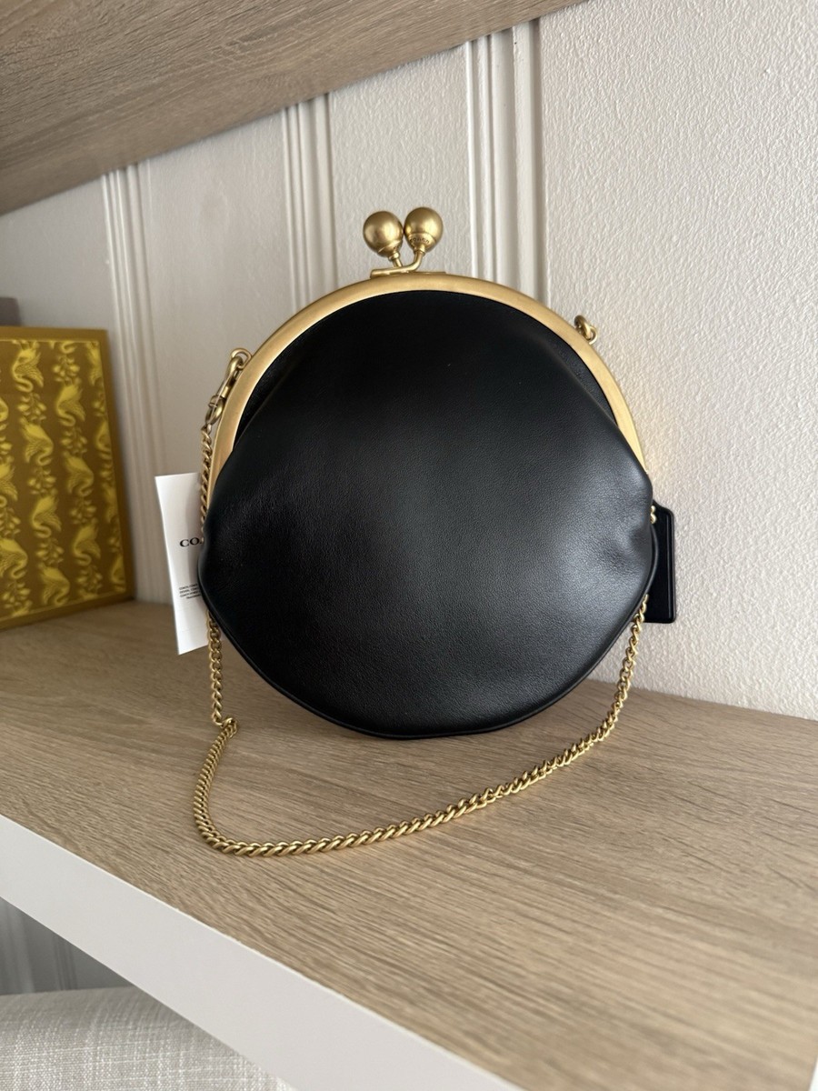 Coach NWT Kisslock Pouch 20 Black Leather | eBay