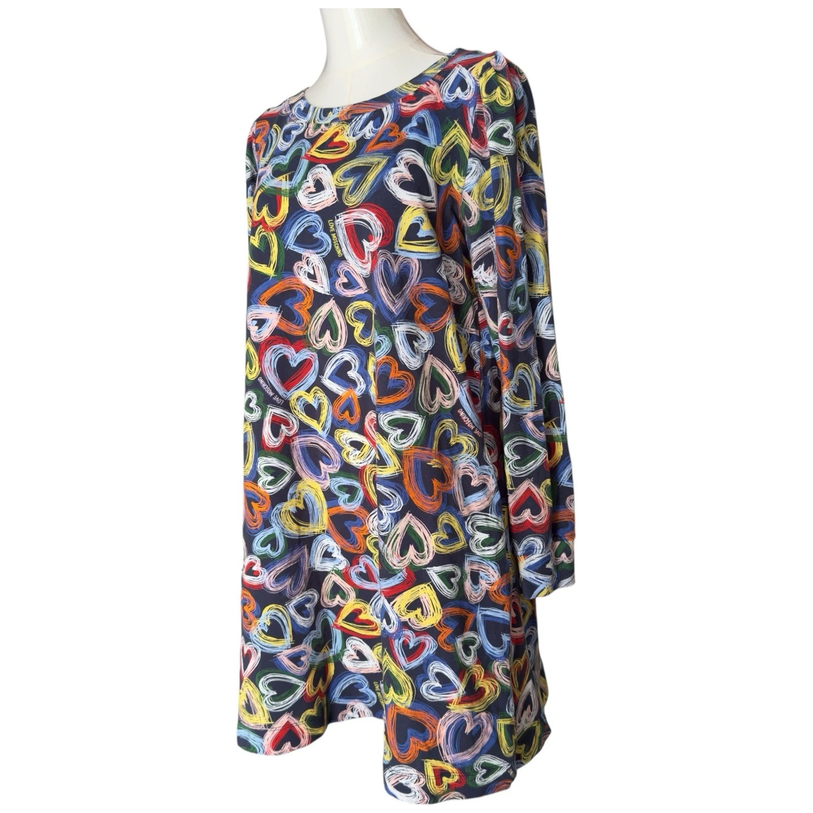 Abito maglietta Love Moschino cuori neon cotone taglia 6