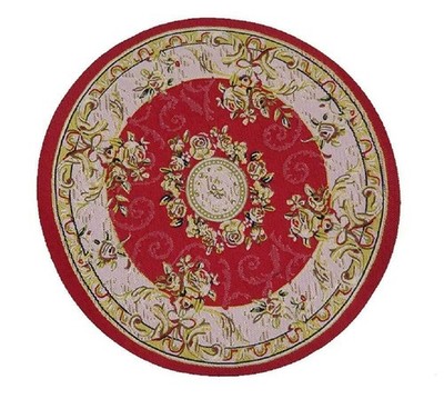 Puppenhaus Rot Beige Rund Teppich Miniatur Rund Türkisch Webteppich