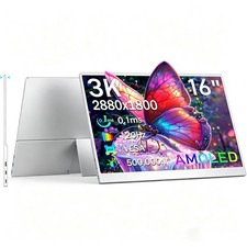 16" OLED Portable Monitor 3K 120Hz Gaming Display SLIVER Color For Computer PC