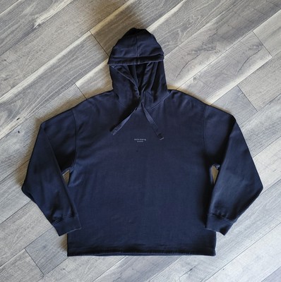 Acne Studios Sweatshirt XL Black Heavyweight Pullover Hoodie Distressed Faded