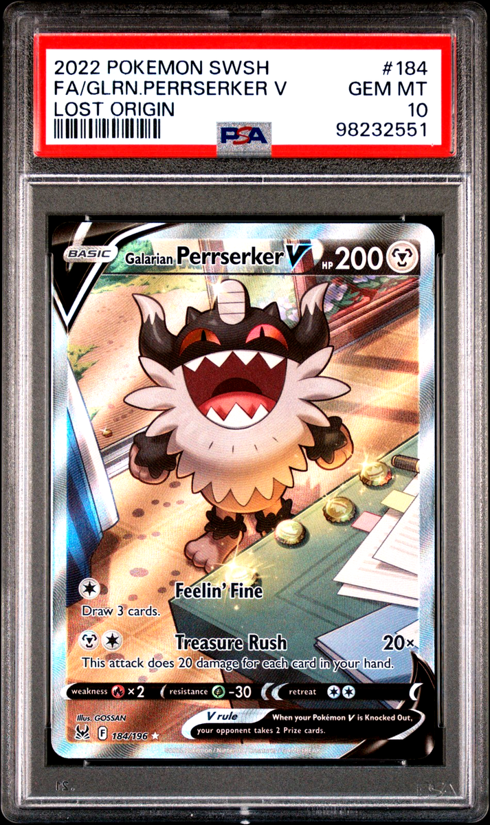 pokemon perrserker card Galarian V 184/196 Uncommon Card Type 2022 Galarian Perrserker V 184/196
