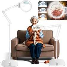 30X 10X Large Floor Magnifying Glass with Light and Stand,72 LED Adjustable Heig