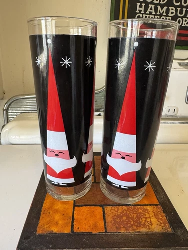 Vintage 12 Ounce Libbey Holt Howard Atomic Santa Glass Christmas DQ Cocktail