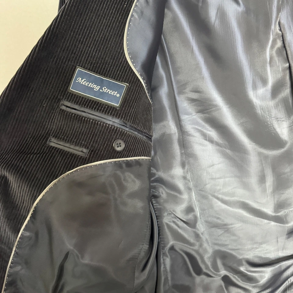 Мужской черный вельветовый блейзер куртка 2 пуговицы спортивное пальто встречи улицы размер 46 - Изображение 3 из 4