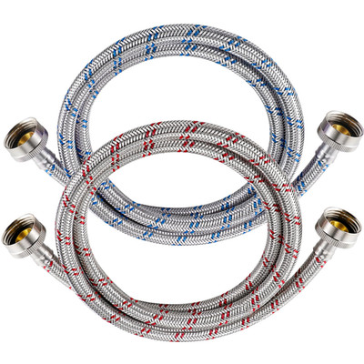 Yejesiy 4 Ft Washing Machine Hoses 2 Packs Premium Stainless Steel Washer Hoses