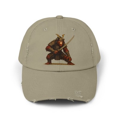 Unisex Distressed Hat Samurai Orangutan Warrior Primate Legend