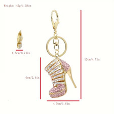 Glam Rhinestone High Heel Keychain   Gold Bag Charm   Color Choice