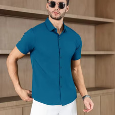 Men's Business Casual Solid Color Short Sleeved Shirt