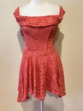 Romantic Feminine Pink Fairy Lace Dress Sz XS Smocked Corset Bodice Coquette NWT