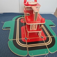 FAO Schwarz Rescue Responders Wooden Fire Station Fire Truck Playset