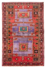 Vintage Dark Navy Traditional 4'4" x 6'6" Hand-Knotted Oriental Wool Area Rug