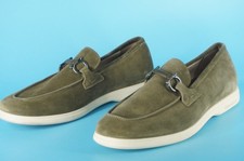 Salvatore Ferragamo Green Suede Loafers Preppy with Silver Horsebit Accents Salvatore Ferragamo Suede Green Dress Shoes for Men for sale  main image 2