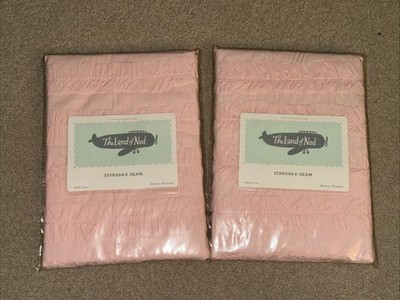 Land Of Nod Set Of 2* Pink Ruffled Standard Bed Pillow Shams NEW NIP
