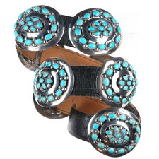 33" Vintage Navajo Modernist sterling silver turquoise cluster concho belt