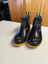 JOULES "WELLIBOB” BUMBLEBEE BEES BLACK & YELLOW RAIN BOOTS WOMEN’S US7  UK3