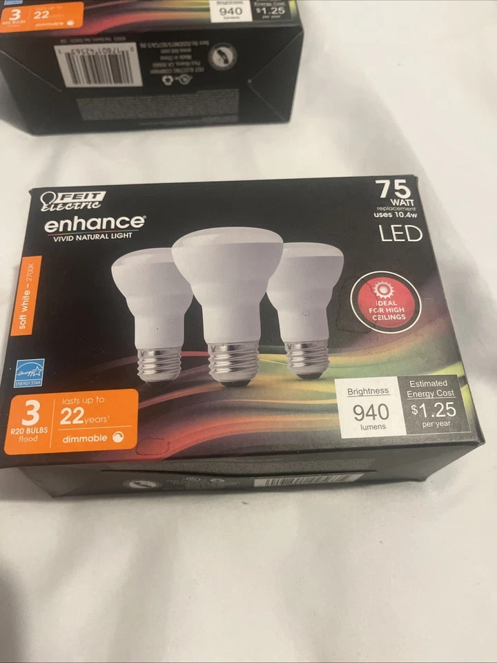 Feit Electric Flood LED Light Bulb 3 Pack R20 Dimmable Recessed 2700K Soft White - Image 3 of 4