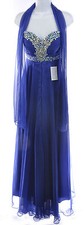 Meier Women's Gorgeous Beaded Chiffon Ball Gown w/ Removable Sash, Royal Blue, 6