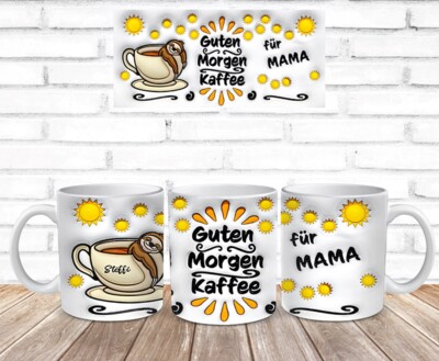Guten Morgen Kaffee Tasse MAMA OPA OMA PAPA Faultier PERSONALISIERT