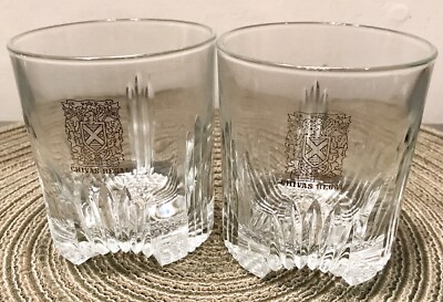 2 Vintage Pre-1990 Chivas Regal Glasses HARD 2 FIND WHISKEY GLASSES CHIVAS REGAL