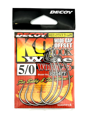 Decoy KG Wide Gap Offset Hook Size 5/0 Worm 25 Soft Plastic and Worm Hook