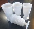 Vintage set of 4 Milk glass footed drinking glasses