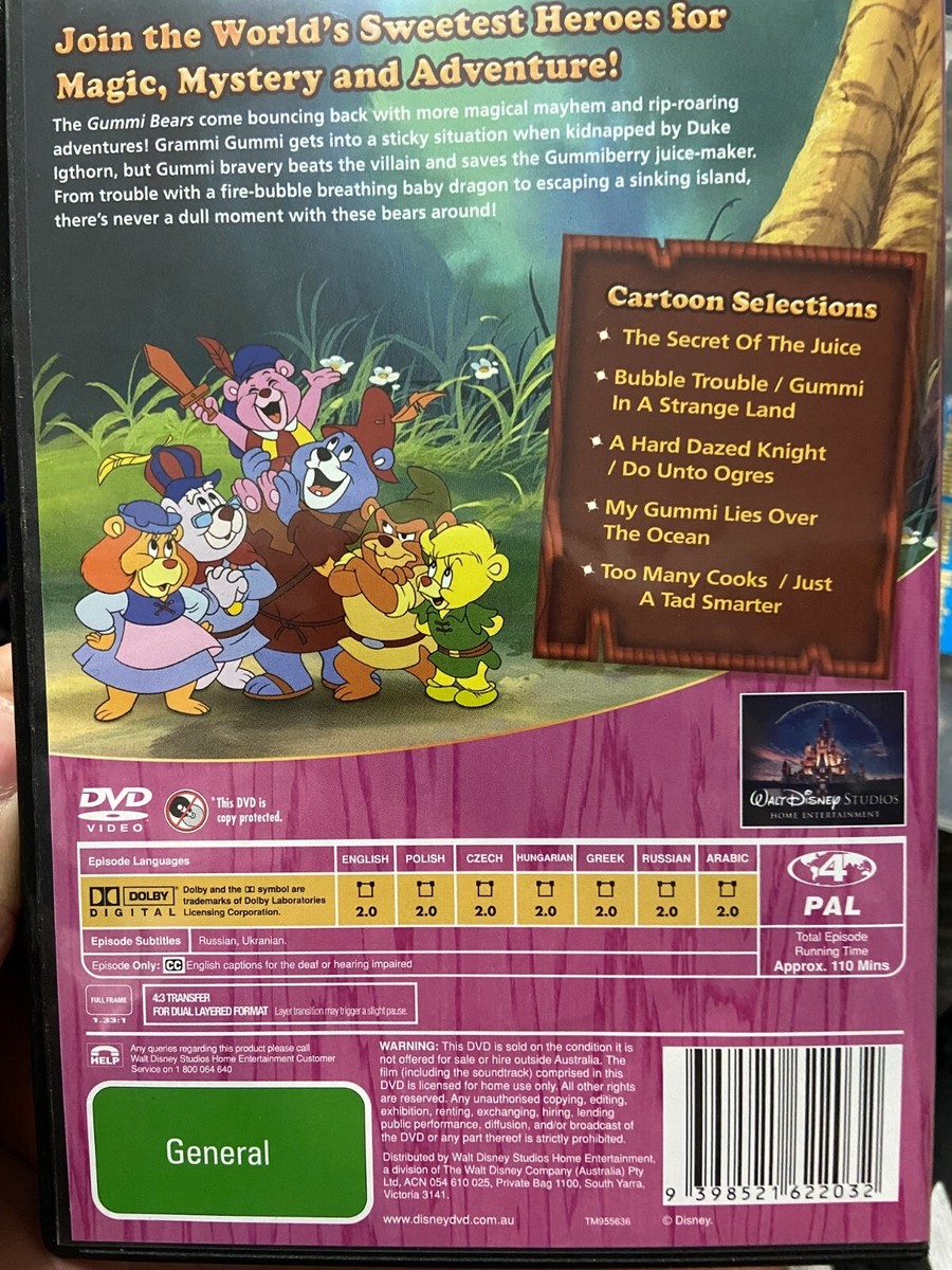 Adventures Of The Gummi Bears Volume 1 region 4 DVD (Disney kids