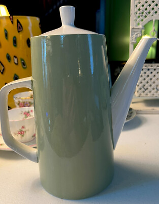 Vintage Teapot Pitcher Cera-Stone Color Coordinates Green & White Shibui