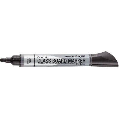 Quartet Glass Board Dry Erase Markers, Premium, Bullet Tip, Black, 1each 79553