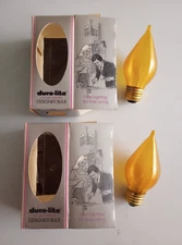 2 Vtg. Duro-Lite Flamescent Amber Designer 25watt std. base Bulbs TESTED WORKING