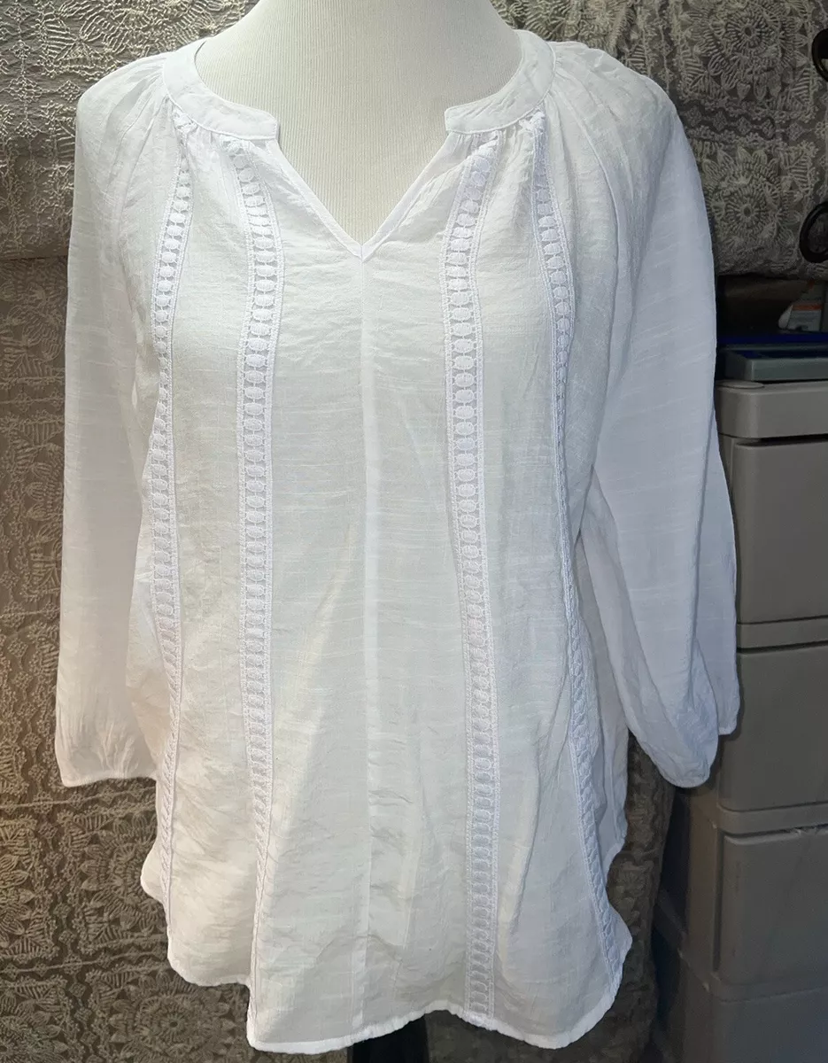 White cotton peasant top on sale