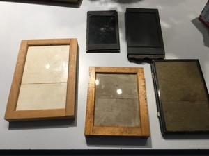 5 cut film holders - 3 wood 4x6 Eastman, 4x5, 3x5 Ansco + 2 metal 3x5, 4x6