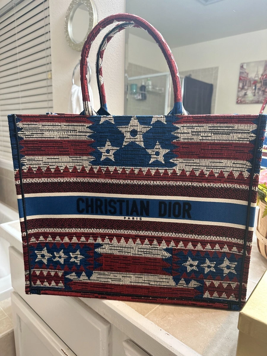 AUTHENTIC CHRISTIAN DIOR BOOK TOTE RARE AMERICAN FLAG - LUXURY