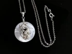 Silver 925 Chain Circular Mother of Pearl & Raised Silver Dragon PENDANT 7.9 grs