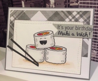 Stampin Up/ Your Next Stamp ''Maki A Wish'' Happy Birthday Sushi Handmade Card
