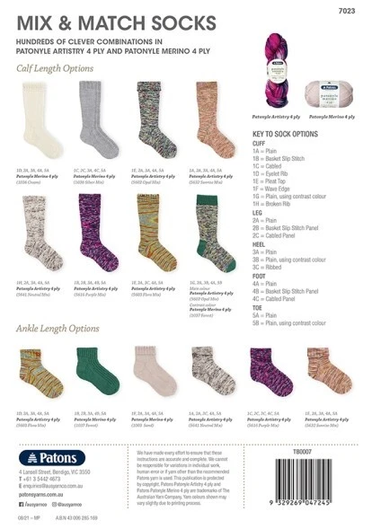 Patons 6 Page Leaflet #7023 Mix & Match Socks Knitted In Patonyle 4ply Artistry - Image 2 of 4