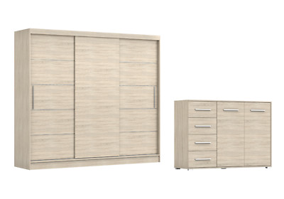 2er-Set Schwebetürenschrank ALBA II MIT KOMMODE FRIDA 01 Sonoma/Sonoma