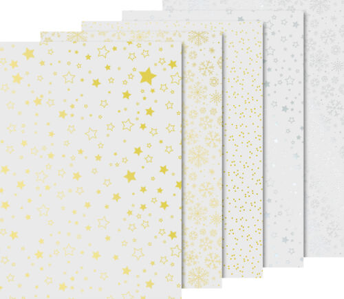 Clear Paper Set "Christmas" Gold/Silver 10 Sheets - Picture 1 of 11