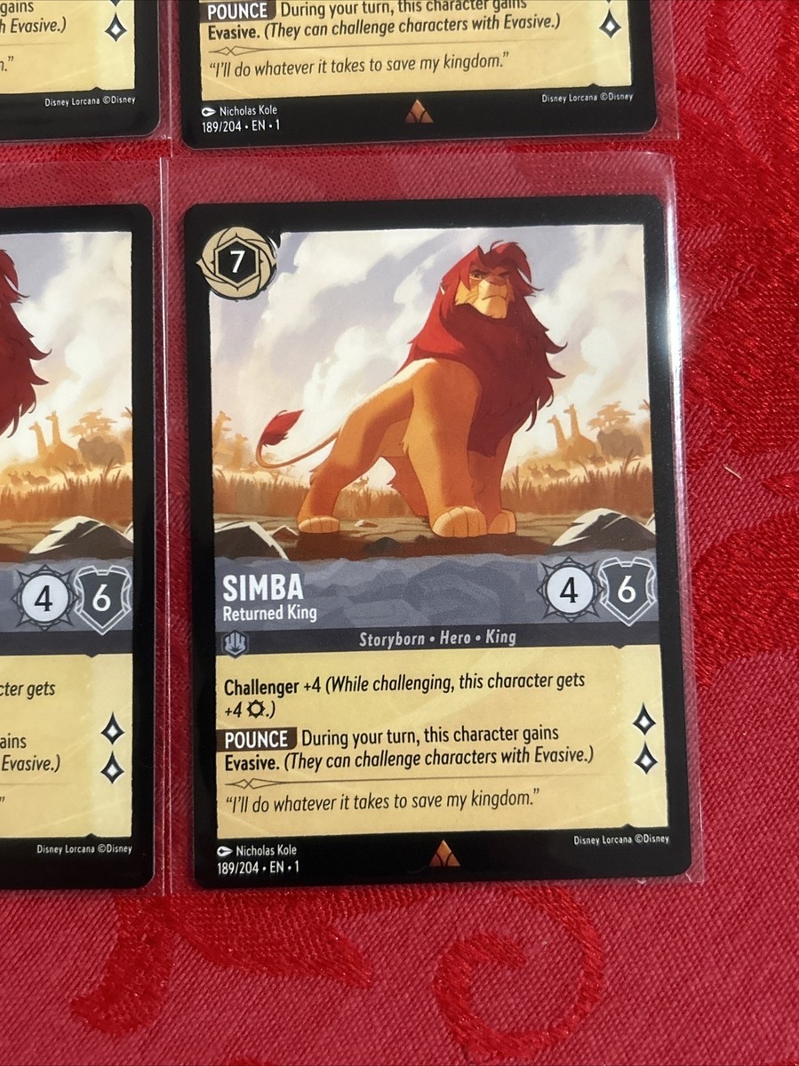 4x Disney Lorcana - Simba - Returned King - 189/204 Rares x4 | eBay