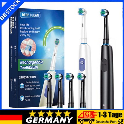 Elektrische Zahnbürste mit USB Rechargeable,5 Putzmodi, 4 Köpfen,Tiefenreinigung