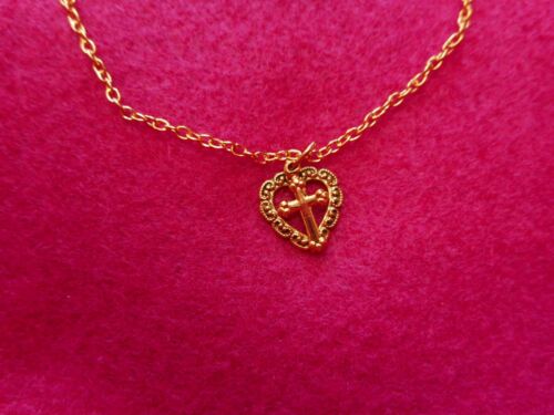 NEW First Holy Communion Gold-plated Keepsake Heart/Cross Necklace - Picture 1 of 3