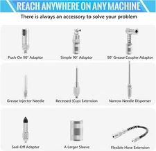 9 PCS Grease Gun Couplers, Quick Connect Greasing Accessory Kit with Grease Gun