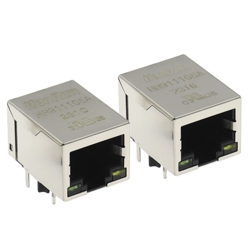 RJ-45 CONNETTORE ETHERNET PRESA FEMMINA 12 PIN 90 GRADI CON LED 8P8C - HR911105A - Immagine 2 di 4